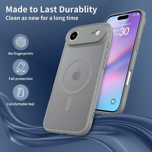 Alt view image 4 of 6 - Case for iPhone 17 Air,Full Covered Camera Protection Magnetic Shockproof Slim Case Drop Proof Durable Protective Cover - Gray