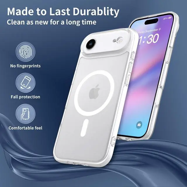 Alt view image 4 of 6 - Case for iPhone 17 Air,Full Covered Camera Protection Magnetic Shockproof Slim Case Drop Proof Durable Protective Cover - Clear