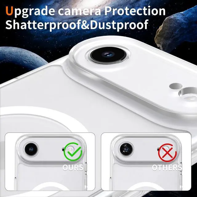 Alt view image 6 of 6 - Case for iPhone 17 Air,Full Covered Camera Protection Magnetic Shockproof Slim Case Drop Proof Durable Protective Cover - Clear
