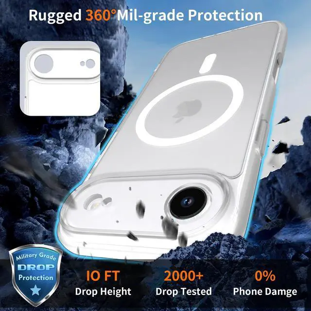 Alt view image 3 of 6 - Case for iPhone 17 Air,Full Covered Camera Protection Magnetic Shockproof Slim Case Drop Proof Durable Protective Cover - Clear