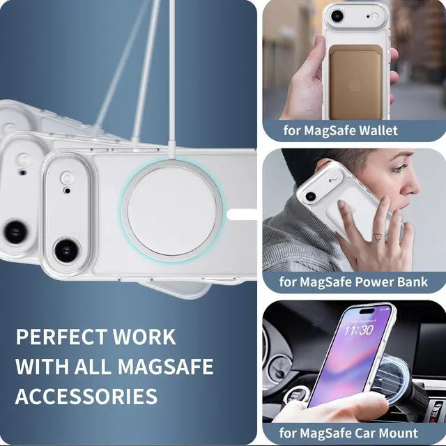 Alt view image 5 of 6 - Case for iPhone 17 Air,Full Covered Camera Protection Magnetic Shockproof Slim Case Drop Proof Durable Protective Cover - Clear