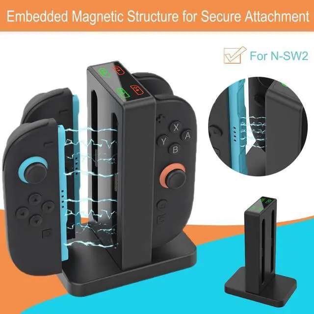 Alt view image 2 of 6 - Charging Dock for Nintendo Switch 2 Joy Con, Supports Dual-Direction Charging Magnetic Controller Charger Stand Station Compatible with Switch 2 Joy Con Accessories, Black
