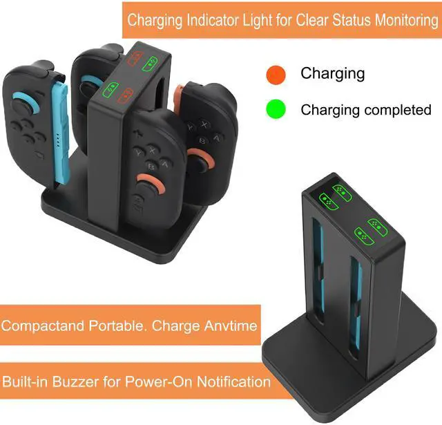 Alt view image 3 of 6 - Charging Dock for Nintendo Switch 2 Joy Con, Supports Dual-Direction Charging Magnetic Controller Charger Stand Station Compatible with Switch 2 Joy Con Accessories, Black