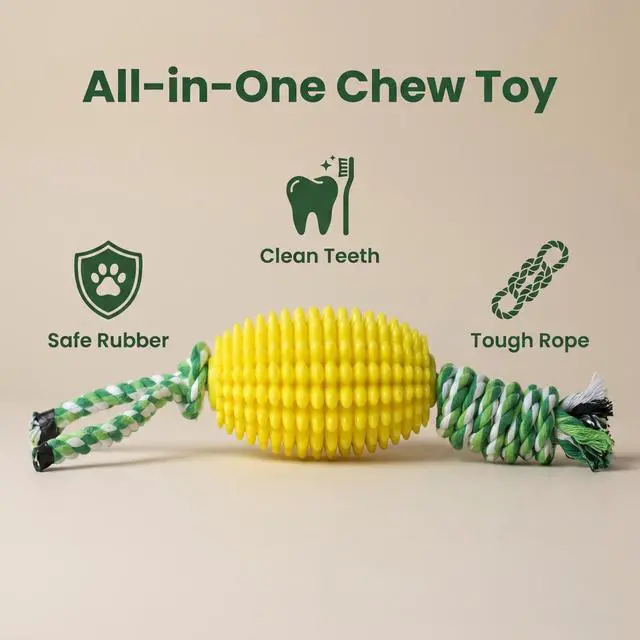 Alt view image 5 of 7 - Dog Chew Toys for Aggressive Chewers, Likaty Indestructible Rope Dog Toy Puppy Chew Teething Toys for Large Medium Small Dogs,Yellow&Blue