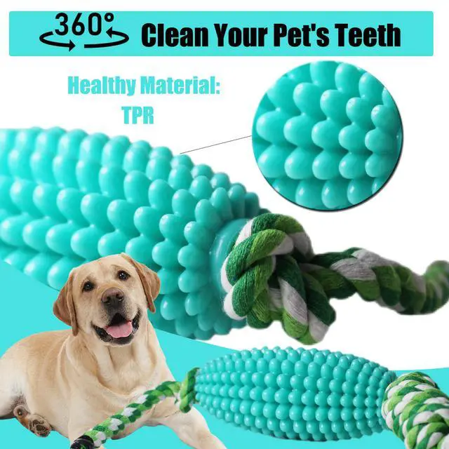 Alt view image 7 of 7 - Dog Chew Toys for Aggressive Chewers, Likaty Indestructible Rope Dog Toy Puppy Chew Teething Toys for Large Medium Small Dogs,Yellow&Blue