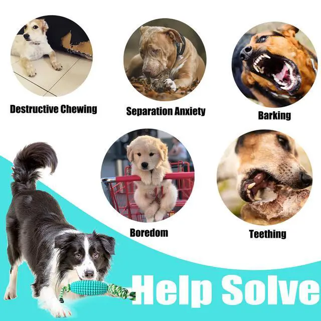 Alt view image 6 of 7 - Dog Chew Toys for Aggressive Chewers, Likaty Indestructible Rope Dog Toy Puppy Chew Teething Toys for Large Medium Small Dogs,Yellow&Blue