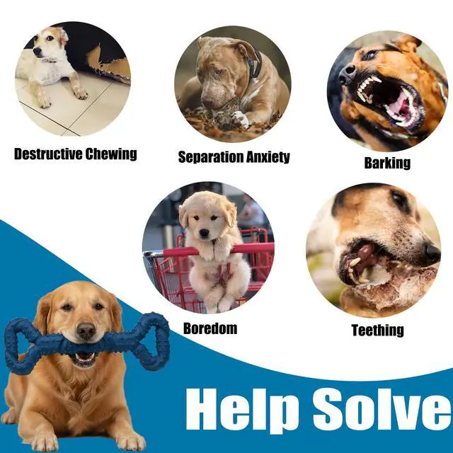 Alt view image 3 of 7 - Dog Chew Toys for Aggressive Chewers, Likaty Indestructible Dog Toy Puppy Chew Teething Toys for Large Medium Small Dogs,Blue