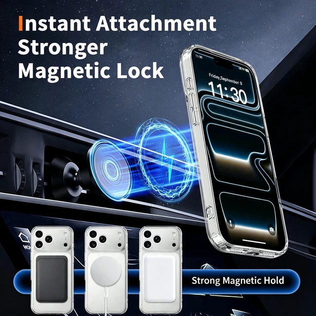 Alt view image 4 of 7 - Case for iPhone 18 Pro Max,Full Covered Camera Protection Magnetic Shockproof Slim Case Drop Proof Durable Protective Cover - Black