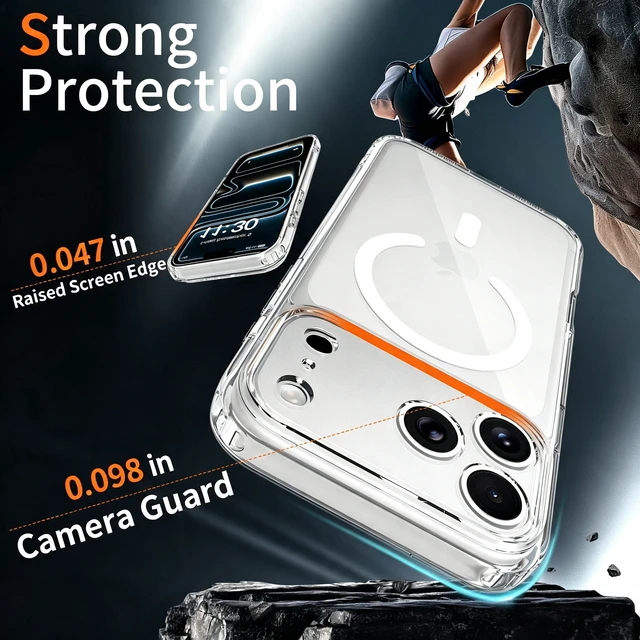 Alt view image 2 of 7 - Case for iPhone 18 Pro Max,Full Covered Camera Protection Magnetic Shockproof Slim Case Drop Proof Durable Protective Cover - Black