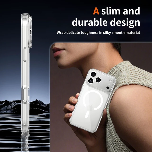 Alt view image 3 of 7 - Case for iPhone 18 Pro Max,Full Covered Camera Protection Magnetic Shockproof Slim Case Drop Proof Durable Protective Cover - Clear