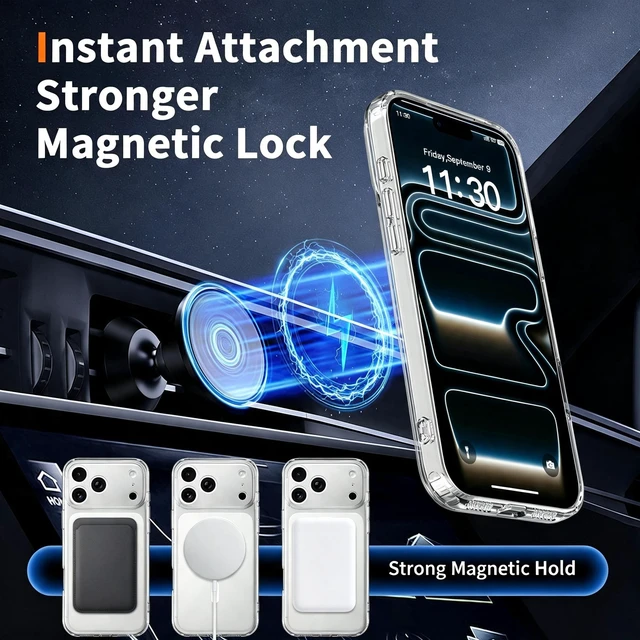 Alt view image 4 of 7 - Case for iPhone 18 Pro Max,Full Covered Camera Protection Magnetic Shockproof Slim Case Drop Proof Durable Protective Cover - Clear