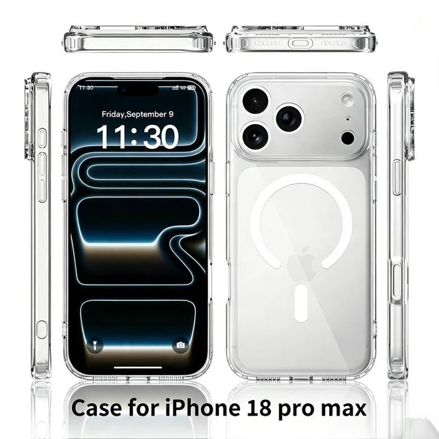 Alt view image 6 of 7 - Case for iPhone 18 Pro Max,Full Covered Camera Protection Magnetic Shockproof Slim Case Drop Proof Durable Protective Cover - Clear