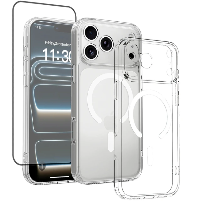 Main image of Case for iPhone 18 Pro,Full Covered Camera Protection Magnetic Shockproof Slim Case Drop Proof Durable Protective Cover - Clear