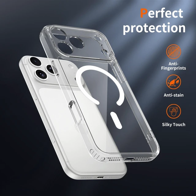 Alt view image 6 of 6 - Case for iPhone 18 Pro,Full Covered Camera Protection Magnetic Shockproof Slim Case Drop Proof Durable Protective Cover - Clear