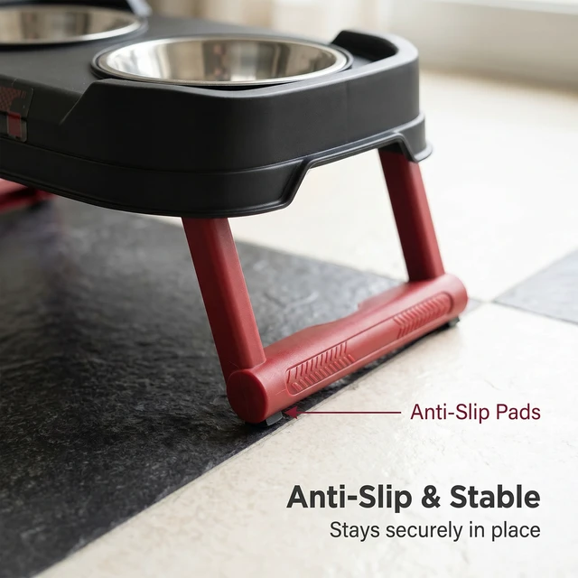 Alt view image 3 of 6 - Likaty Elevated Dog Bowl Stand,Raised Adjustable Bowls for Small Size Dogs Cat, 2-in-1 Food & Water Station Puppy Pets Supplies-Black