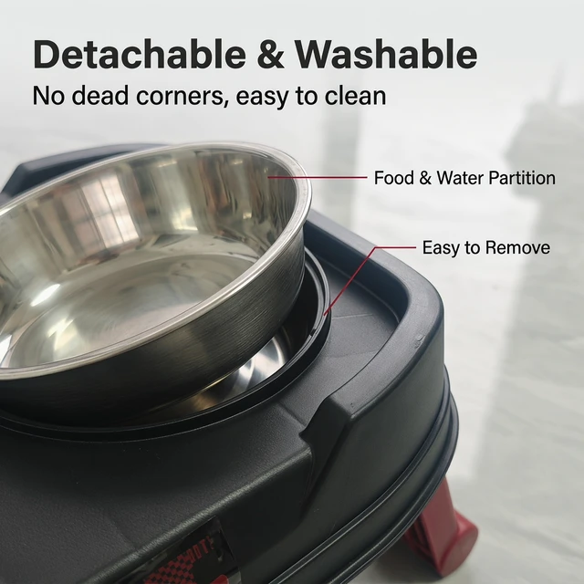 Alt view image 6 of 6 - Likaty Elevated Dog Bowl Stand,Raised Adjustable Bowls for Small Size Dogs Cat, 2-in-1 Food & Water Station Puppy Pets Supplies-Black
