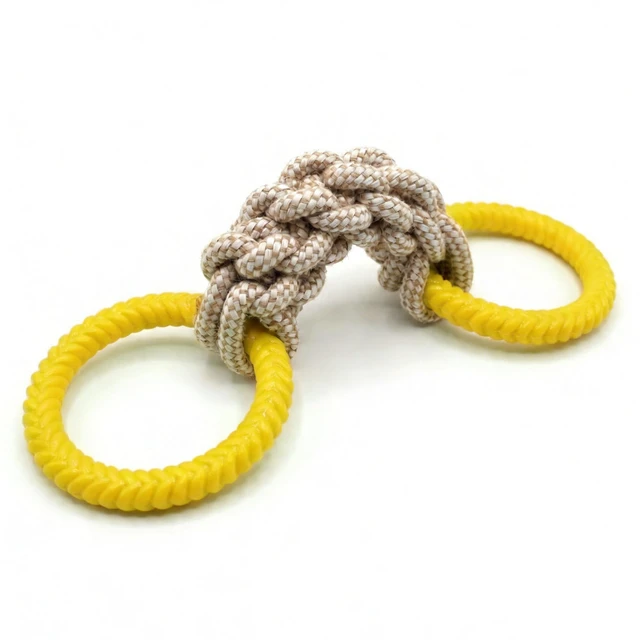 Main image of Likaty Dog Chew Toys for Aggressive Chewers, Indestructible Rope Dog Toy Puppy Chew Teething Toys for Large Medium Small Dogs,Yellow