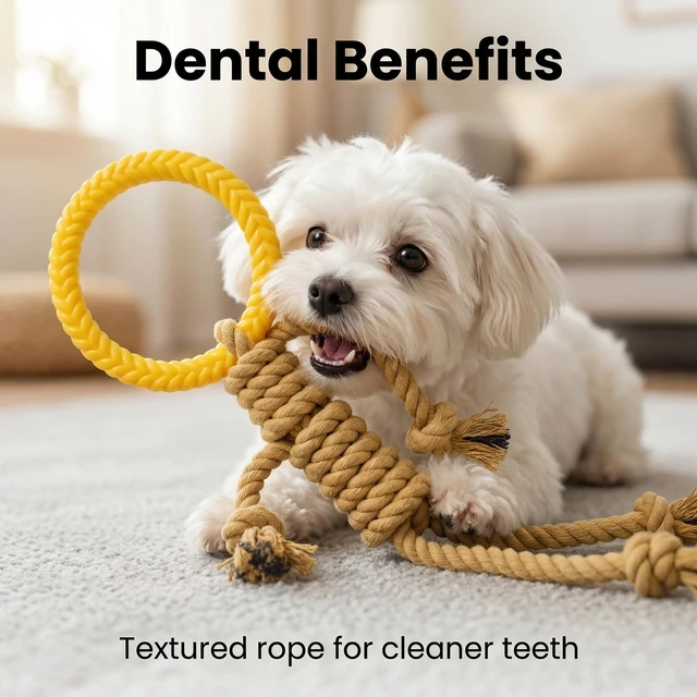 Alt view image 3 of 7 - Likaty Dog Chew Toys for Aggressive Chewers, Indestructible Rope Dog Toy Puppy Chew Teething Toys for Large Medium Small Dogs,Yellow