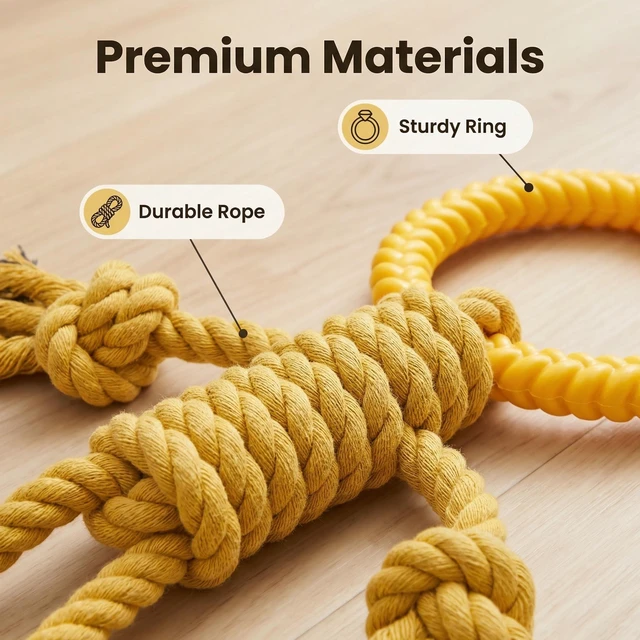 Alt view image 2 of 7 - Likaty Dog Chew Toys for Aggressive Chewers, Indestructible Rope Dog Toy Puppy Chew Teething Toys for Large Medium Small Dogs,Yellow