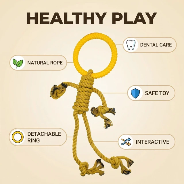 Alt view image 7 of 7 - Likaty Dog Chew Toys for Aggressive Chewers, Indestructible Rope Dog Toy Puppy Chew Teething Toys for Large Medium Small Dogs,Yellow