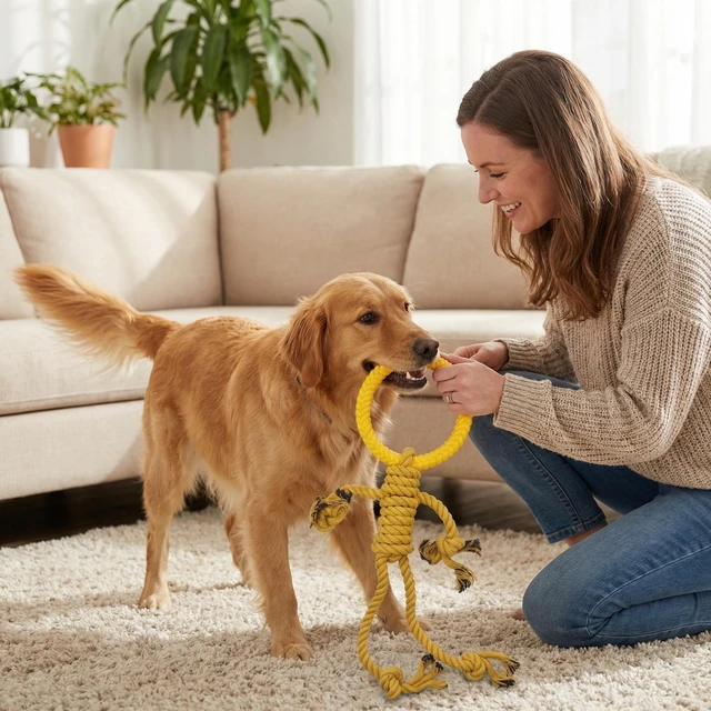 Alt view image 5 of 7 - Likaty Dog Chew Toys for Aggressive Chewers, Indestructible Rope Dog Toy Puppy Chew Teething Toys for Large Medium Small Dogs,Yellow