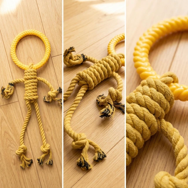 Alt view image 6 of 7 - Likaty Dog Chew Toys for Aggressive Chewers, Indestructible Rope Dog Toy Puppy Chew Teething Toys for Large Medium Small Dogs,Yellow