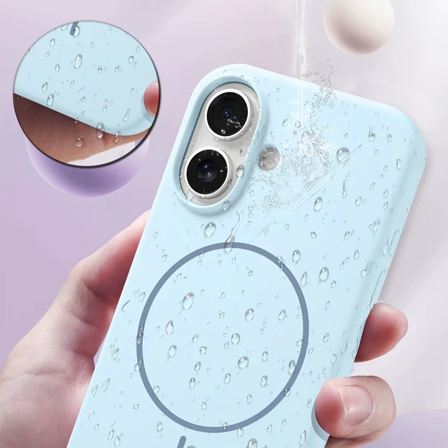 Alt view image 5 of 6 - Silicone Magnetic Case for iPhone 17,Shockproof Slim Cover Full Covered Camera Protection Slim Drop Proof Durable Protective Cases - Blue white