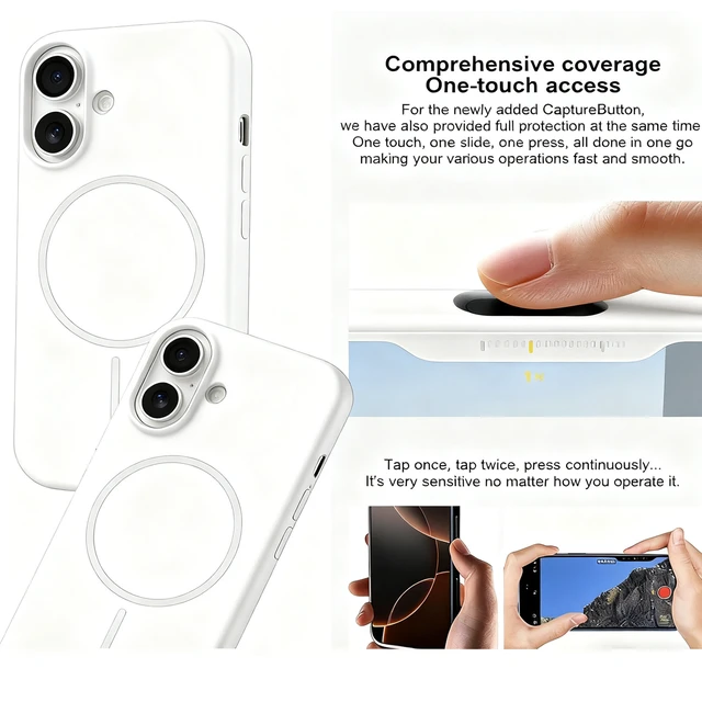Alt view image 4 of 6 - Silicone Magnetic Case for iPhone 17,Shockproof Slim Cover Full Covered Camera Protection Slim Drop Proof Durable Protective Cases - Blue white