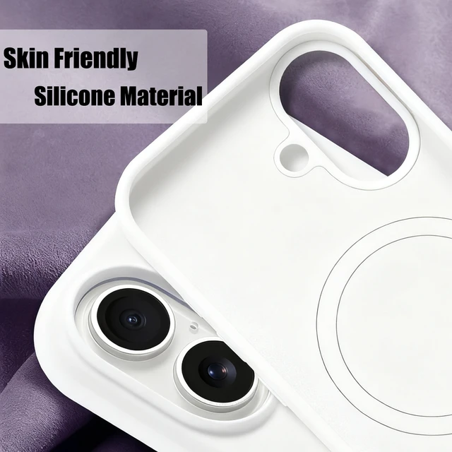 Alt view image 3 of 6 - Silicone Magnetic Case for iPhone 17,Shockproof Slim Cover Full Covered Camera Protection Slim Drop Proof Durable Protective Cases - Blue white
