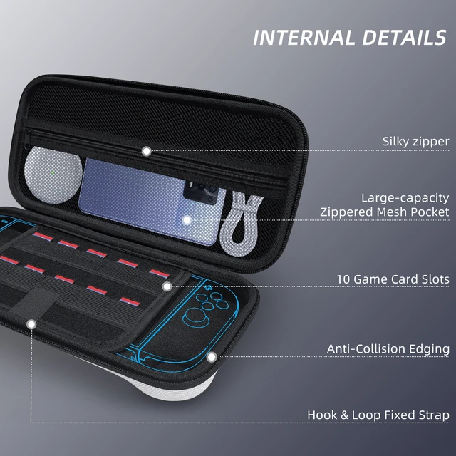 Alt view image 4 of 7 - Nylon Carry Case for Nintendo Switch 2,Protective Hard Portable Travel Carry Bag Shell Pouch with Pockets for Accessories and Games