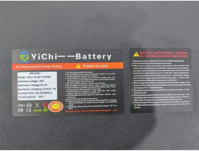 Alt view image 4 of 7 - eHoodax Electric  Scooter accessories 60V25AH lithium battery