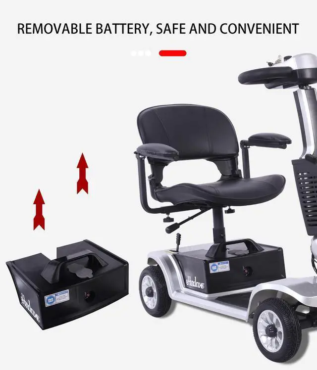 Alt view image 3 of 7 - eHoodax Outdoor 4 Wheels Electric Mobility Scooter For Seniors And Adults Max Speed 8km/h Max Range 20 KM 250W 24V Electric Wheelchair