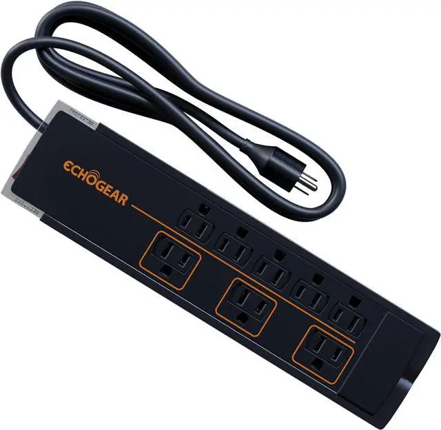 Main image of ECHOGEAR ShockBlocker 8 Outlet Surge Protector Power Strip - Slim Design Can Power & Protect Your Entire TV, Office, Or Gaming Setup - Advanced Surge Suppressor with 3420 Joules of Protection