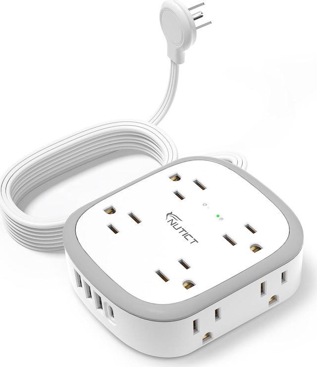 Flat Plug Power Strip, Thin Wall Plug with 3 Outlets 3 USB Charging  Station, 5 Ft White Extension Cord Compact for Home Office Travel and Dorm  Room