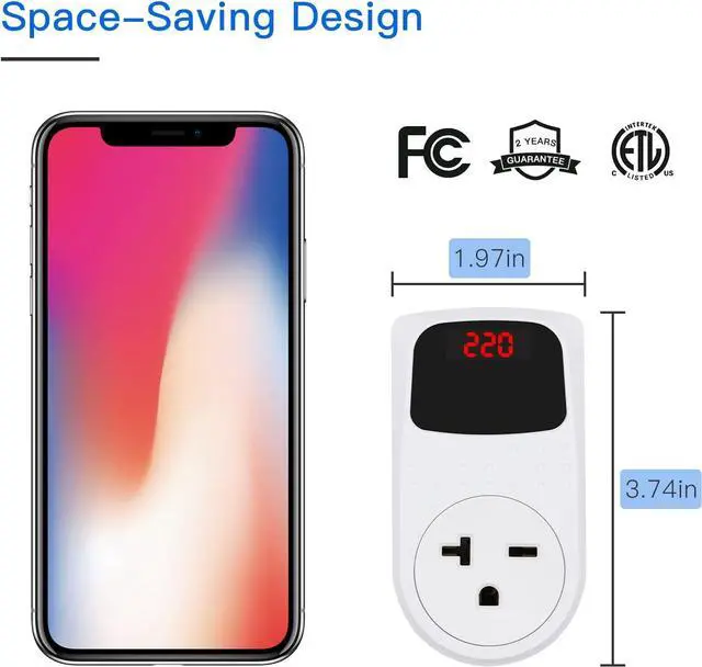 Alt view image 6 of 7 - BSEED Surge Protector Outlet, Voltage Regulator, Heavy Duty Whole House Wall Protector for Home, Office, Travel, LED Indicator Light, Single Outlet, 220V, 15A, 1 Pack