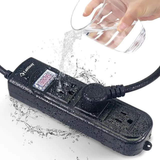 Alt view image 2 of 6 - Loitinsy Outdoor Power Strip Weatherproof, Waterproof Flat Plug with 3 Outlets, 6.5 FT Extension Cord, Overload Protection and Shockproof, Suitable for Home and Outside, Wall Mountable, Black