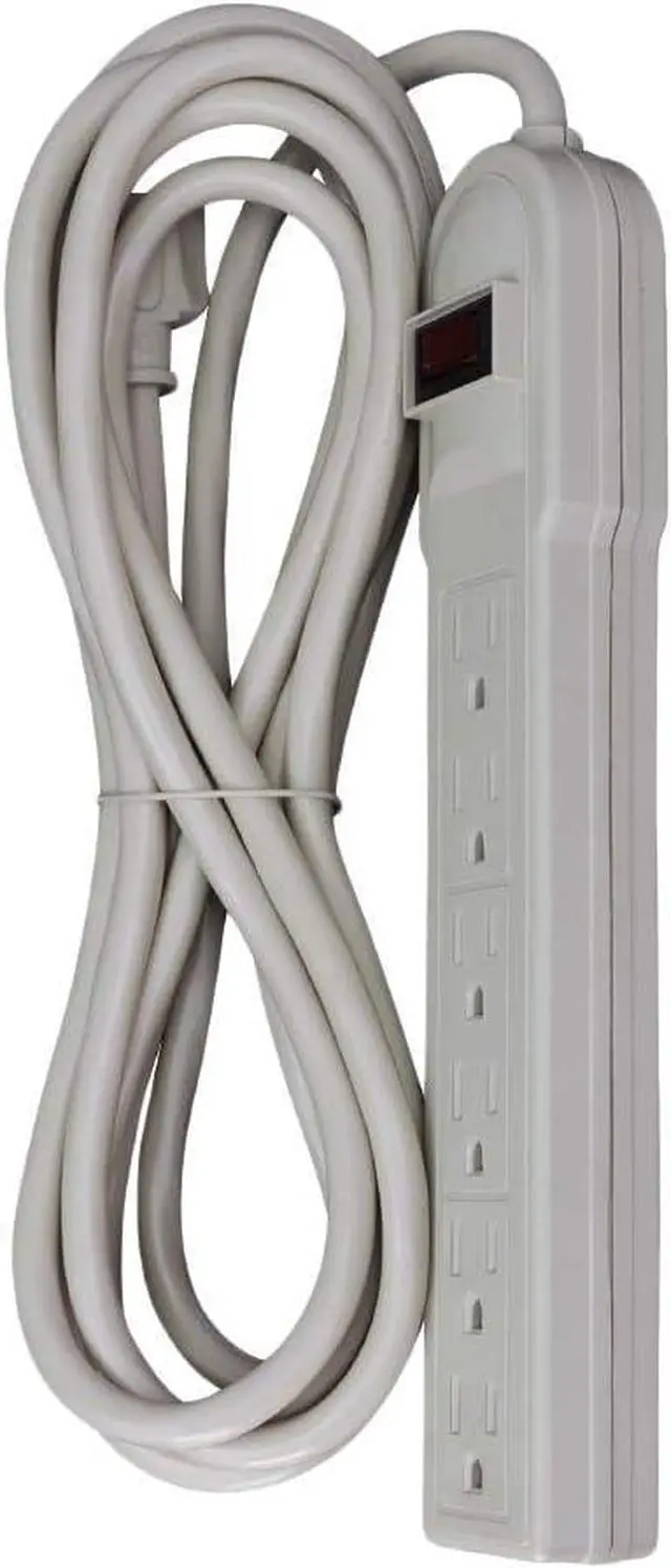 Alt view image 2 of 5 - PS09S12 Heavy Duty 6 AC Outlet Power Strip, Surge Protector, 14/3 AWG, Extra Long Power Cord, UL Listed, 12-Foot