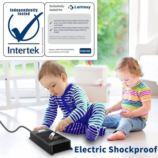 Alt view image 3 of 7 - Outdoor Power Strip Weatherproof, 6 Outlets Waterproof Surge Protector with 3 USB Ports, 6 FT Extension Cord, Shockproof Overload Protection, Wall Mountable for Home Office Patio Porch (Black)