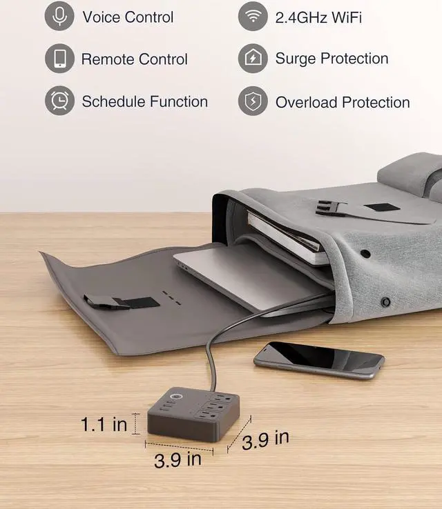 Alt view image 2 of 6 - GHome Smart Plug Power Strip, WiFi Surge Protector Work with Alexa Google Home, Smart Outlets with 3 USB 3 Charging Port, Multi-Plug Extender for Home Office Cruise Ship Travel, 10A