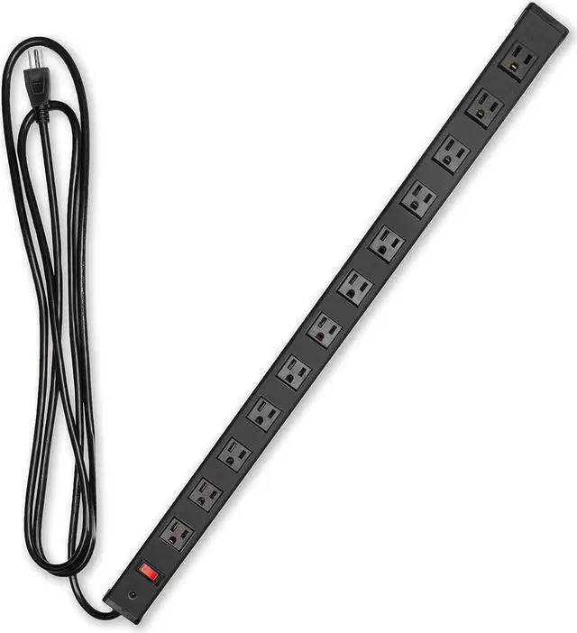 Main image of Iron Forge Cable 12 Outlet Heavy Duty Surge Protector Power Strip with Built-in Circuit Breaker, 14/3 SJT Black & Yellow with 9 ft Extension Cord
