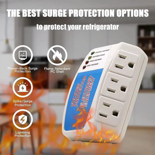 Alt view image 4 of 7 - BSEED Surge Protector Power Strip for Home Appliance, 3 Outlet Power Surge Protector, Voltage Protector Brownout Surge Refrigerator 1875W, 120V, 15A, 1 Pack