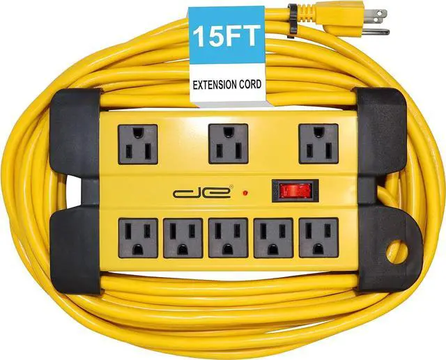 Main image of Digital Energy 15 Foot Long Surge Protector 8-Outlet Heavy Duty Metal Mountable 1050 Joules Protection Extension Cord Power Strip with Cord Management, 15 Foot Long Extension Cord, UL Listed