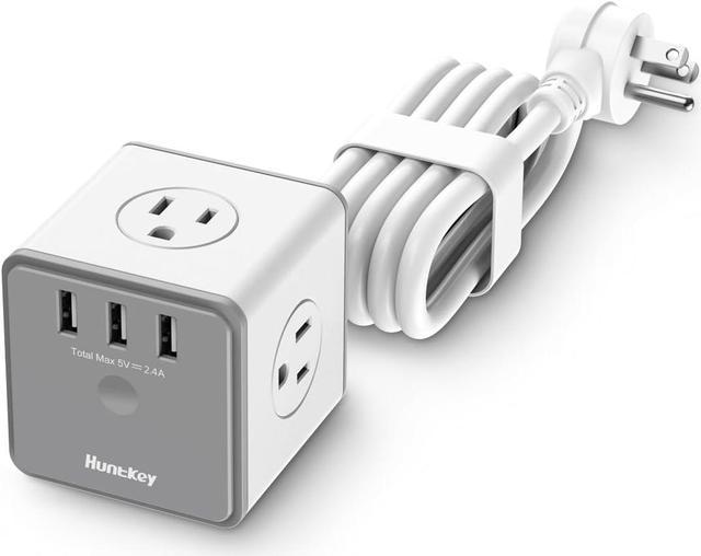 Power Strip with USB Port, 5ft Extension Cord Cube Power Strip with 3  Outlets and 3
