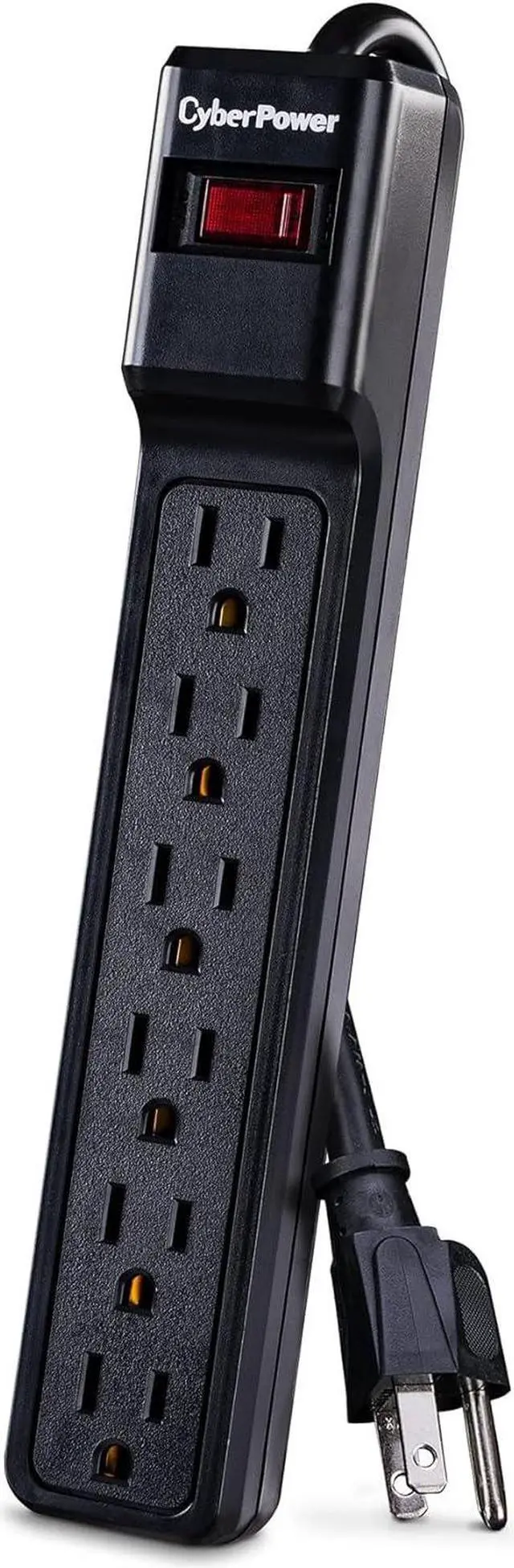 Alt view image 3 of 7 - CyberPower CSB6012 Essential Surge Protector, 1200J/125V, 6 Outlets, 12ft Power Cord, Black