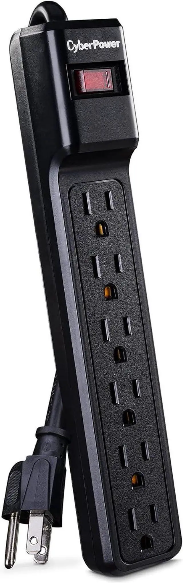Alt view image 2 of 7 - CyberPower CSB6012 Essential Surge Protector, 1200J/125V, 6 Outlets, 12ft Power Cord, Black