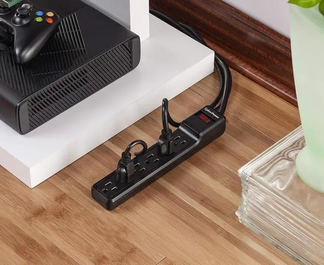 Alt view image 4 of 7 - CyberPower CSB6012 Essential Surge Protector, 1200J/125V, 6 Outlets, 12ft Power Cord, Black