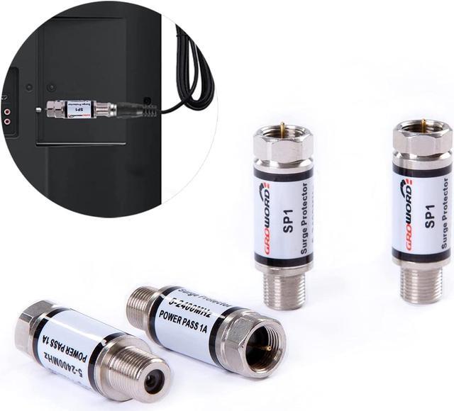 Main image of groword 4 Pcs Coaxial Surge Lightning Protector/Surge Suppressor -for Protector Satellite in-Line, Cable Box, Distribution Amplifier - 75 ohm 5-2400Mhz Home Cable TV Lightning Arrestor