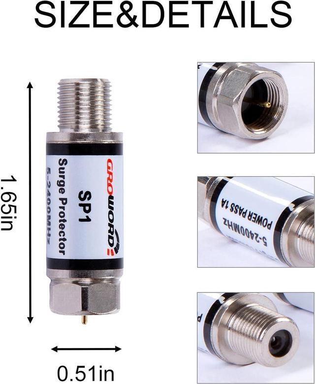 Alt view image 7 of 7 - groword 4 Pcs Coaxial Surge Lightning Protector/Surge Suppressor -for Protector Satellite in-Line, Cable Box, Distribution Amplifier - 75 ohm 5-2400Mhz Home Cable TV Lightning Arrestor