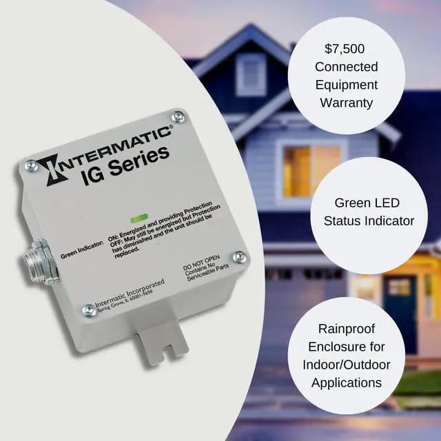 Alt view image 3 of 7 - Intermatic IG1200RC3 - Advanced Surge Protection with TPMOV Technology - Rainproof Design for Indoor/Outdoor Use - 3-Year Warranty and $7,500 Connected Equipment Protection