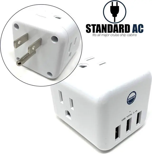 Alt view image 2 of 7 - Cruise Approved Power Strip Non Surge Protector for Cruise Ship Multi Plug, 6 Outlets, 3 USB & 3 AC Outlet for Carnival, Celebrity, Princess, Norwegian & Major Lines in 2025 & 2026